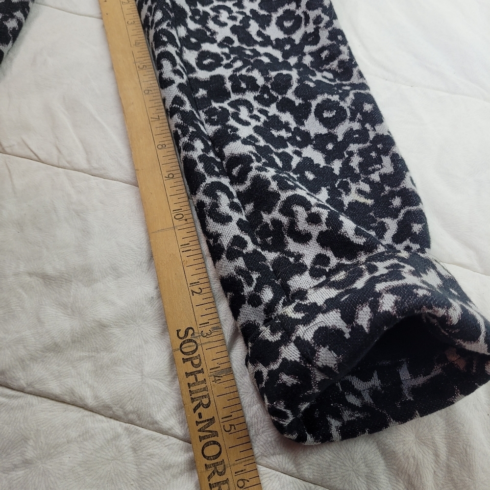 eci New York black and grey leopard print cropped lady jacket mandarin collar 10 - Picture 9 of 13